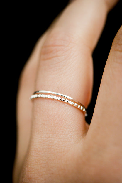 Thin Lined Set Of 2 Stacking Rings, Gold Fill, Rose Gold Fill or Sterling Silver