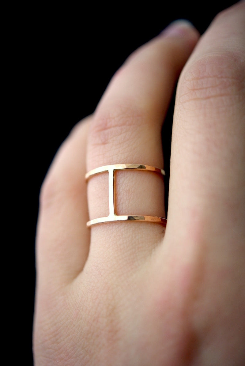 Large Cage Ring, Solid 14K Rose Gold