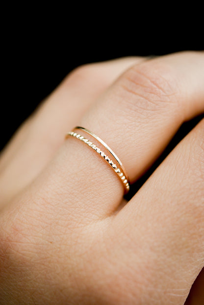 Thin Lined Set Of 2 Stacking Rings, Gold Fill, Rose Gold Fill or Sterling Silver
