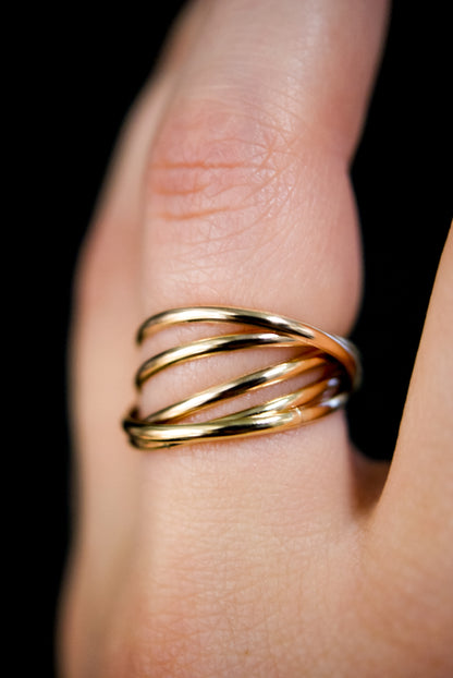 Thin Interlocking Set of 5 Rings, 14K Gold Fill