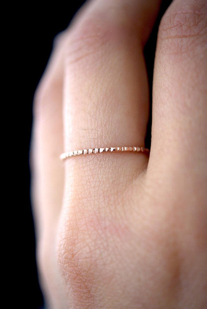 Lined Ring, Solid 14K Rose Gold