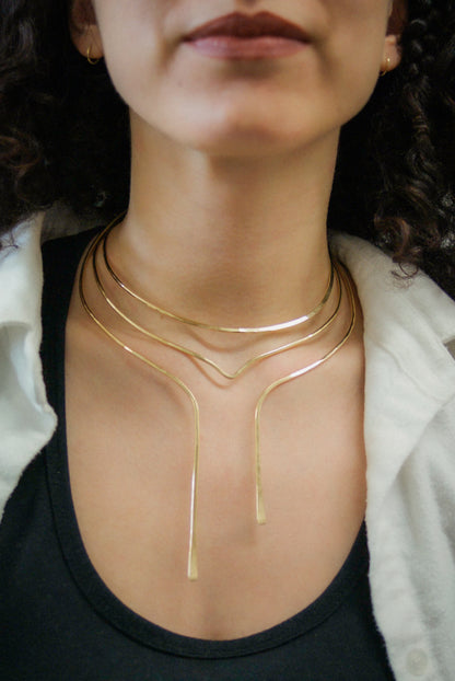 Teardrop Collar Necklace, Gold Fill, Rose Gold Fill, or Sterling Silver
