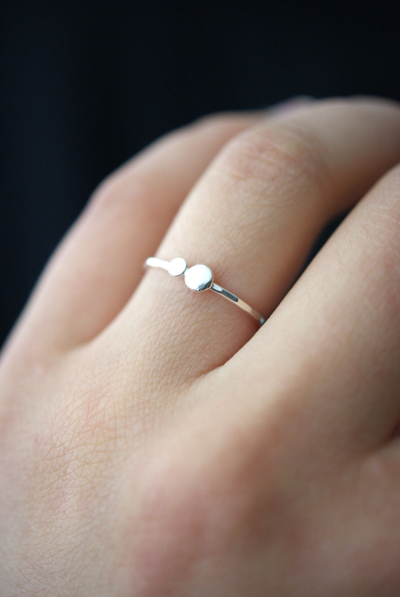 Double Pebble Ring, Sterling Silver