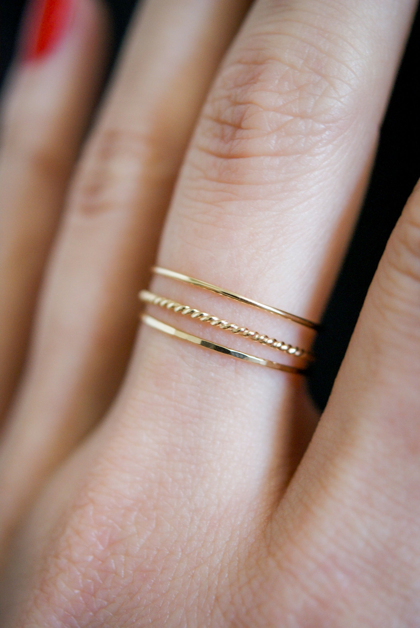 Twist Set of 3 Stacking Rings, 14K Gold Fill – Hannah Naomi Jewelry