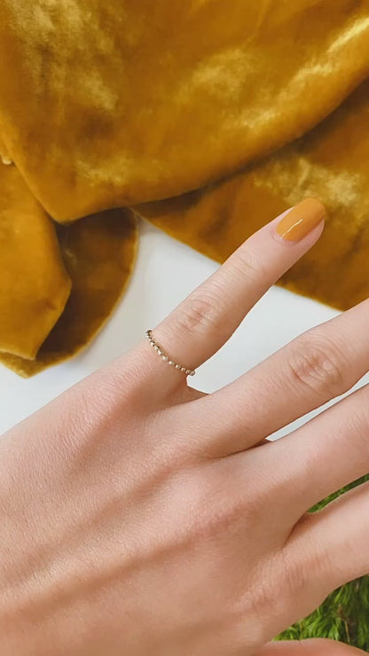 Thick Beaded Chain Ring, Sterling Silver