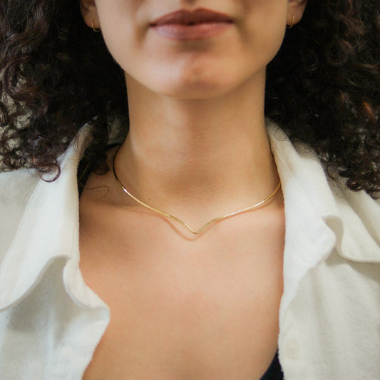 Teardrop Collar Necklace, Gold Fill, Rose Gold Fill, or Sterling Silver