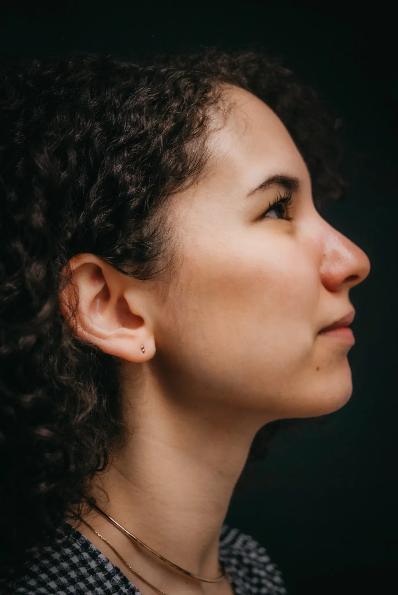 Tiny Bead Bar Stud Earrings in Solid Gold