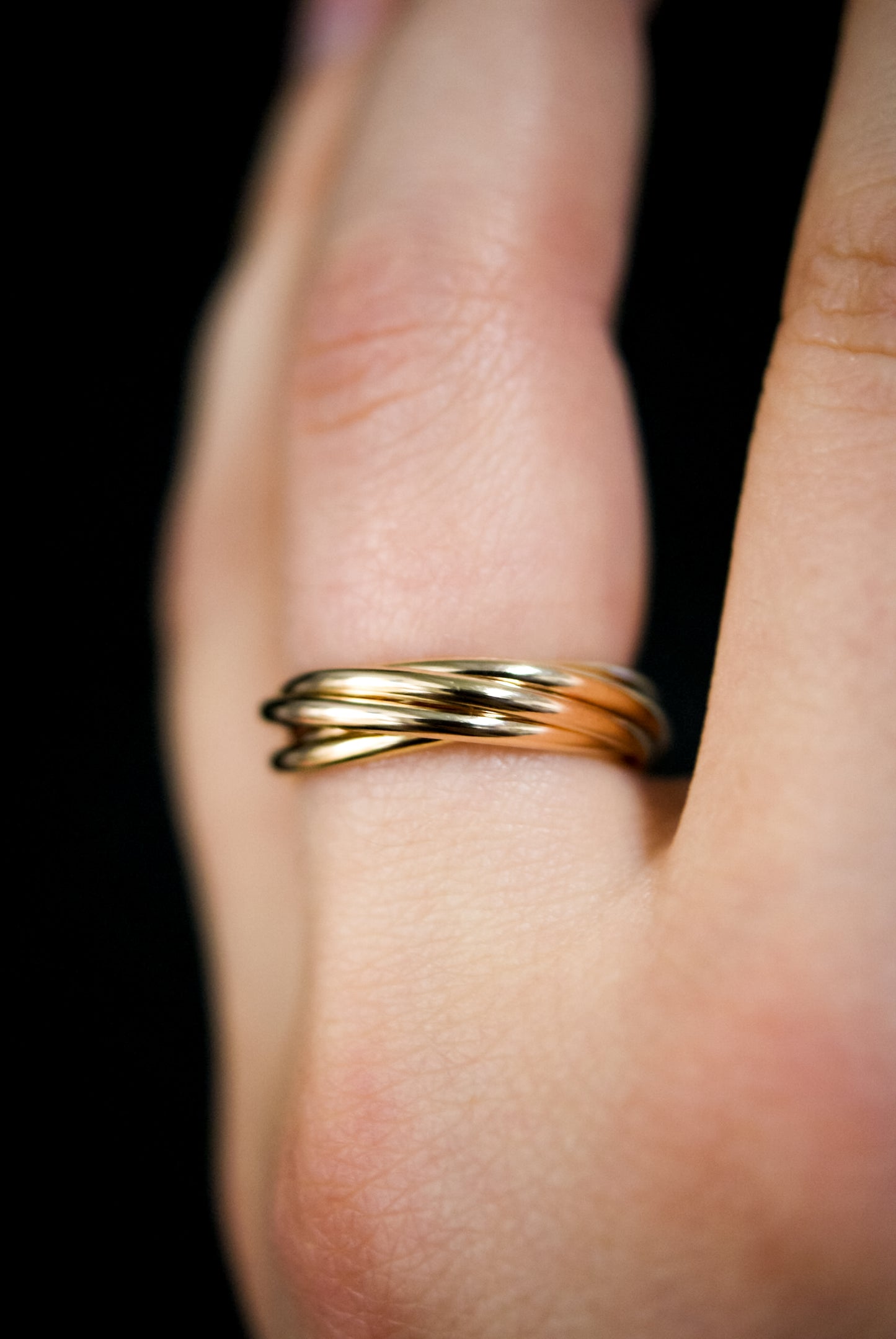 Thin Interlocking Set of 5 Rings, 14K Gold Fill