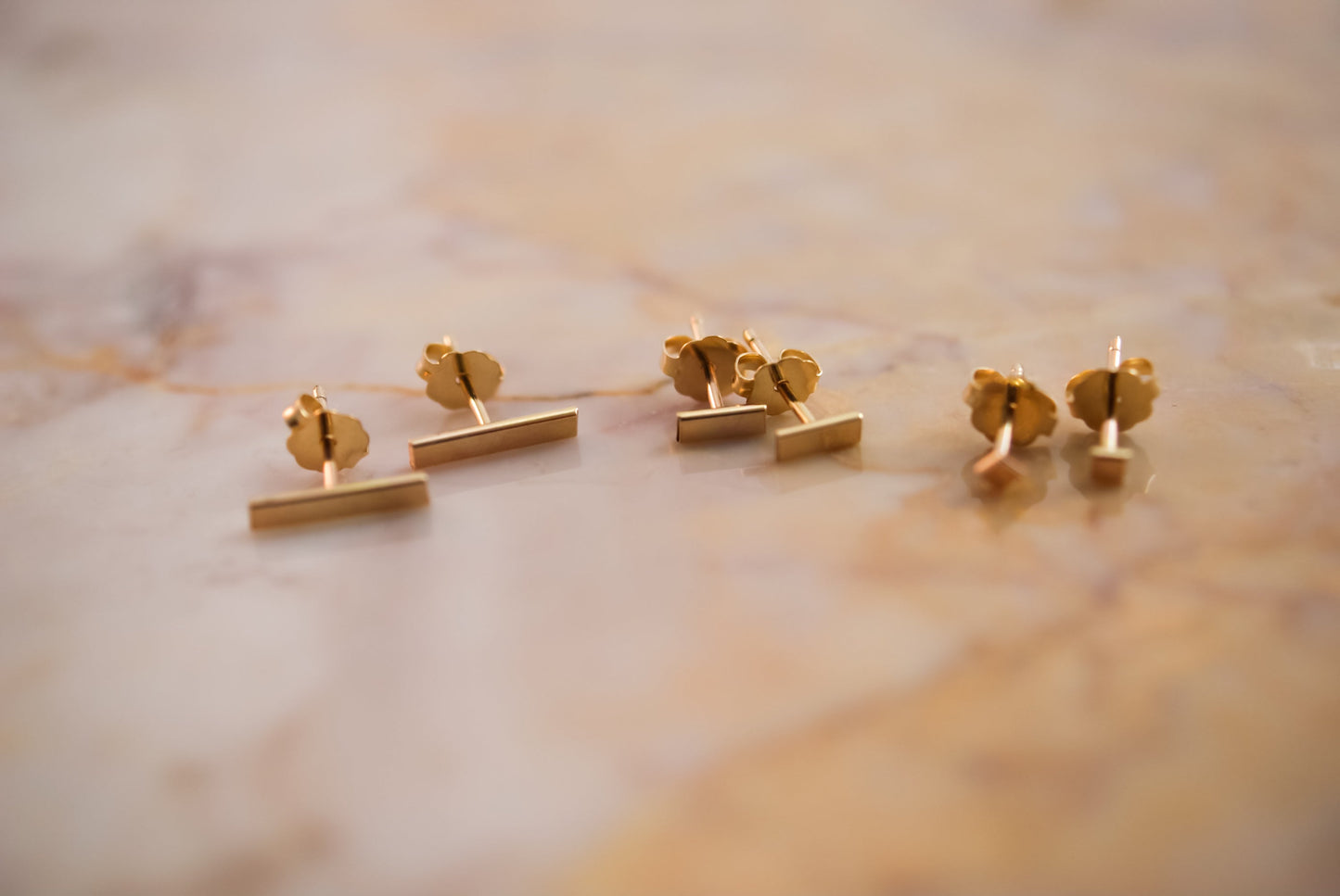 Square Mirror Stud Earrings in Solid Gold or Rose Gold