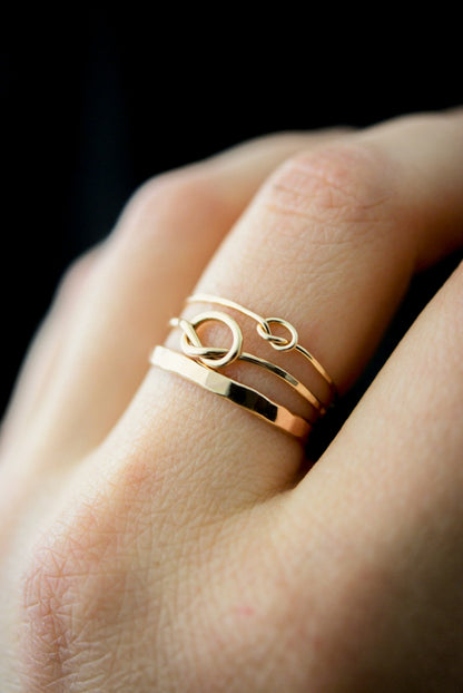 Thick Knot Set of 3 Stacking Rings, Gold Fill, Rose Gold Fill or Sterling Silver
