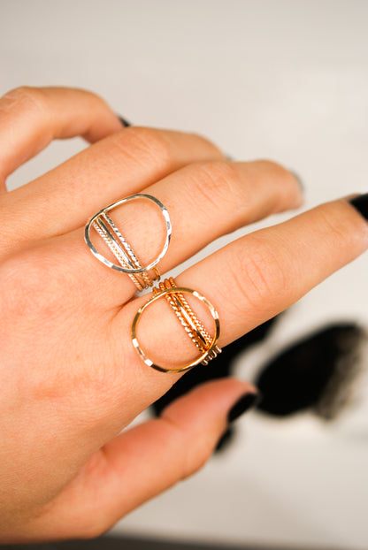 Circle Set of 4 Stacking Rings, Gold Fill, Rose Gold Fill or Sterling Silver
