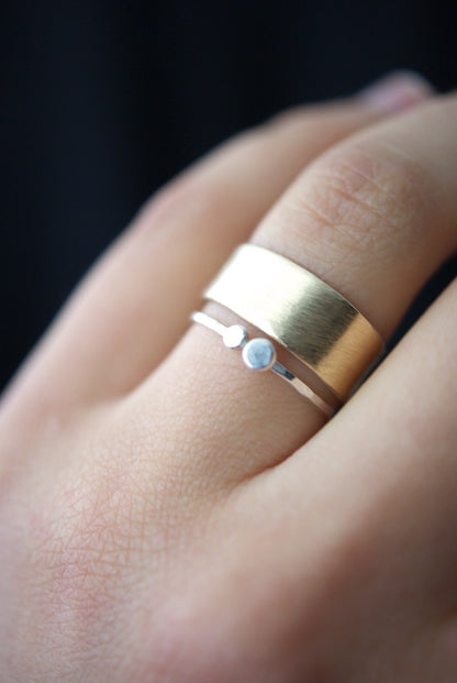 Double Pebble Ring, Sterling Silver