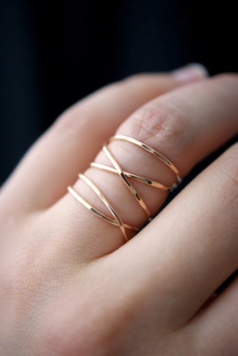 Extra Large Wraparound Ring, Solid 14K Rose Gold