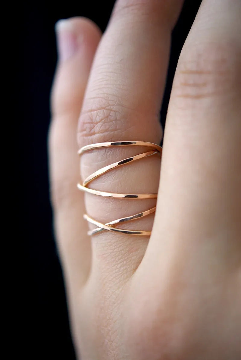 Extra Large Wraparound Ring, Solid 14K Rose Gold