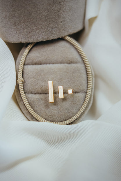 Mini Mirror Stud Earrings in Solid Gold or Rose Gold