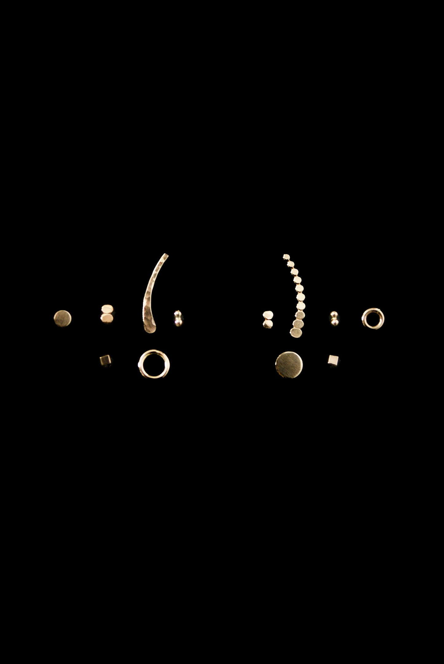 Tiny Bead Bar Stud Earrings in Solid Gold