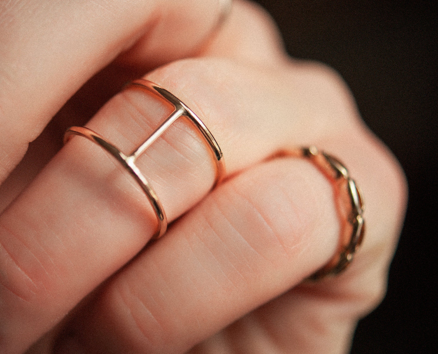 Large Cage Ring, Solid 14K Rose Gold