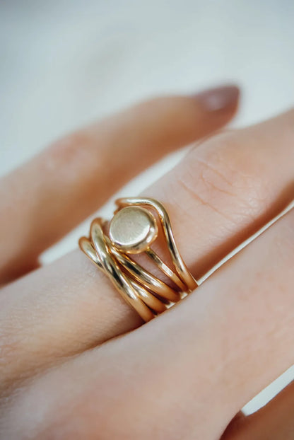 Pebble Ring, Solid 14K Gold