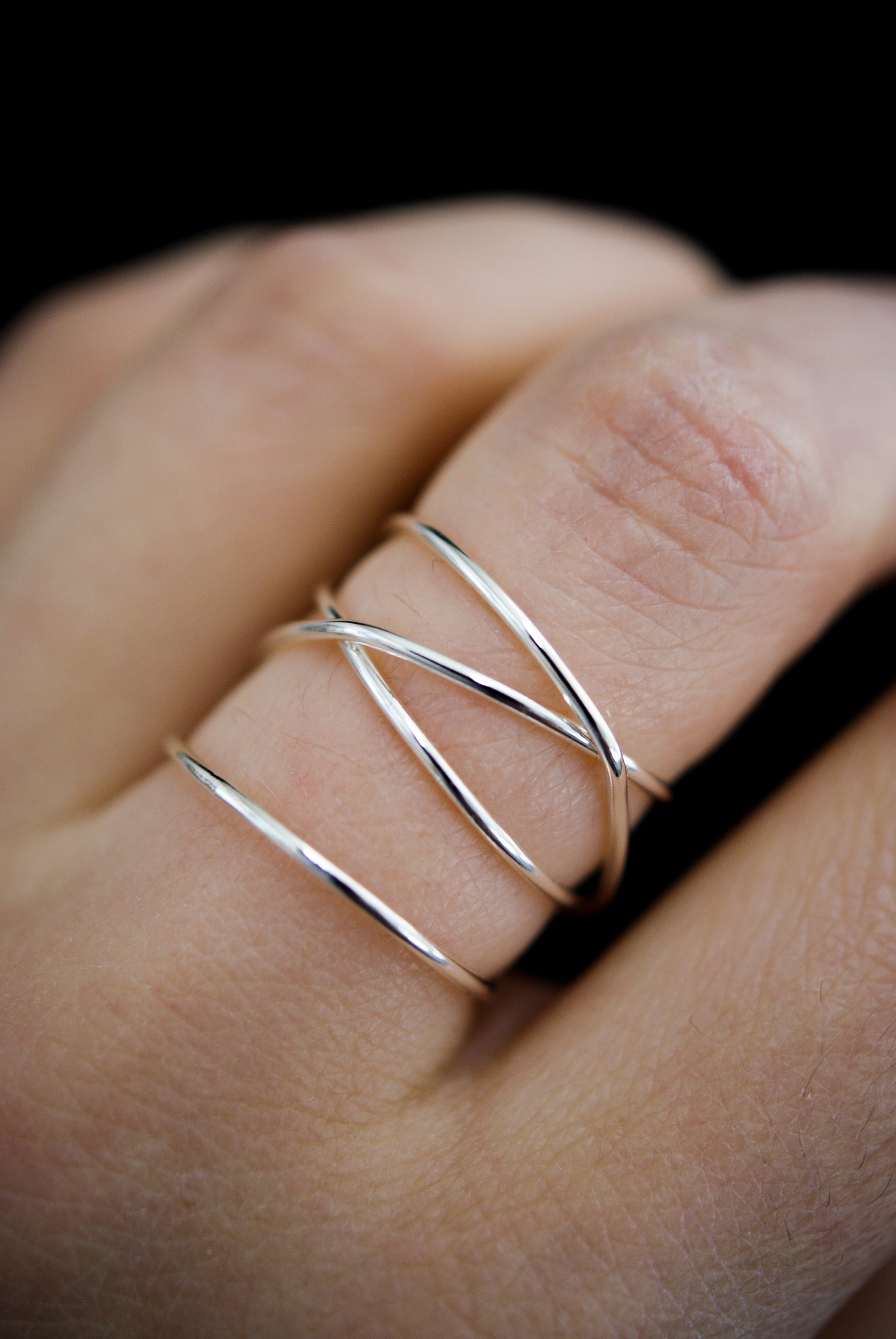Large, Thin, Silver, Smooth Wraparound Ring by Hannah Naomi