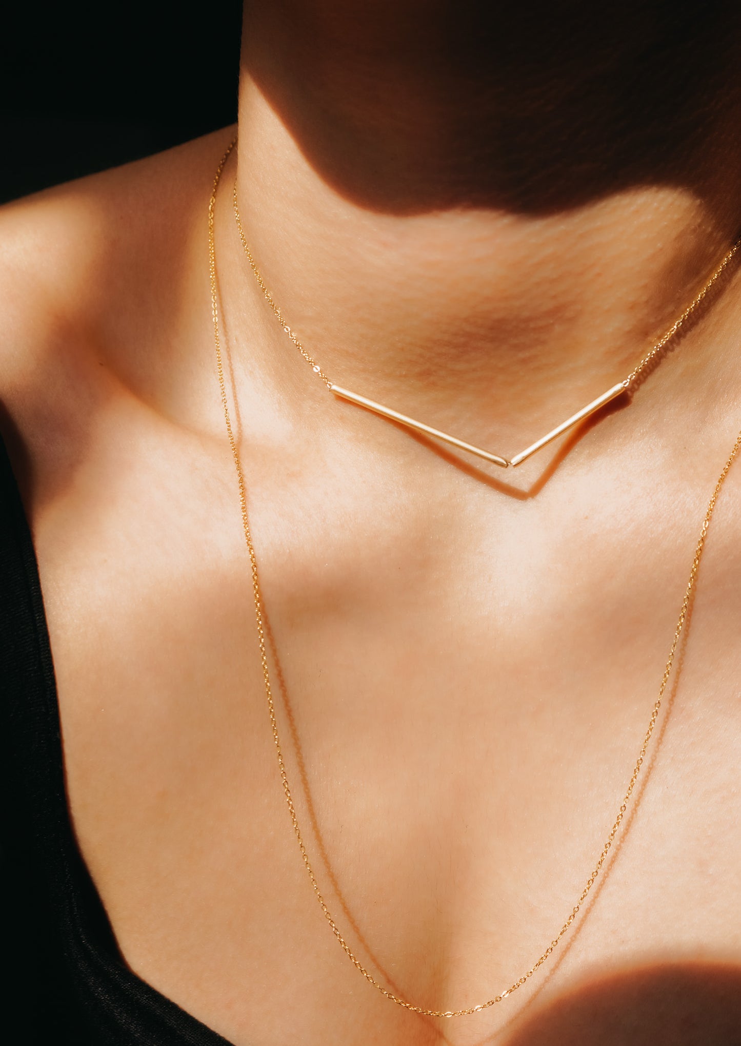 Set of 2 Chain Necklace Layering Set in Gold