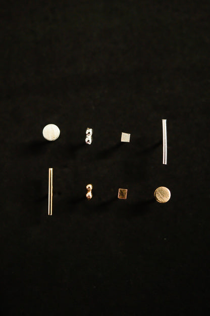 Earring Pack of 4 Minimalist Studs in 14K Gold Fill or Sterling Silver