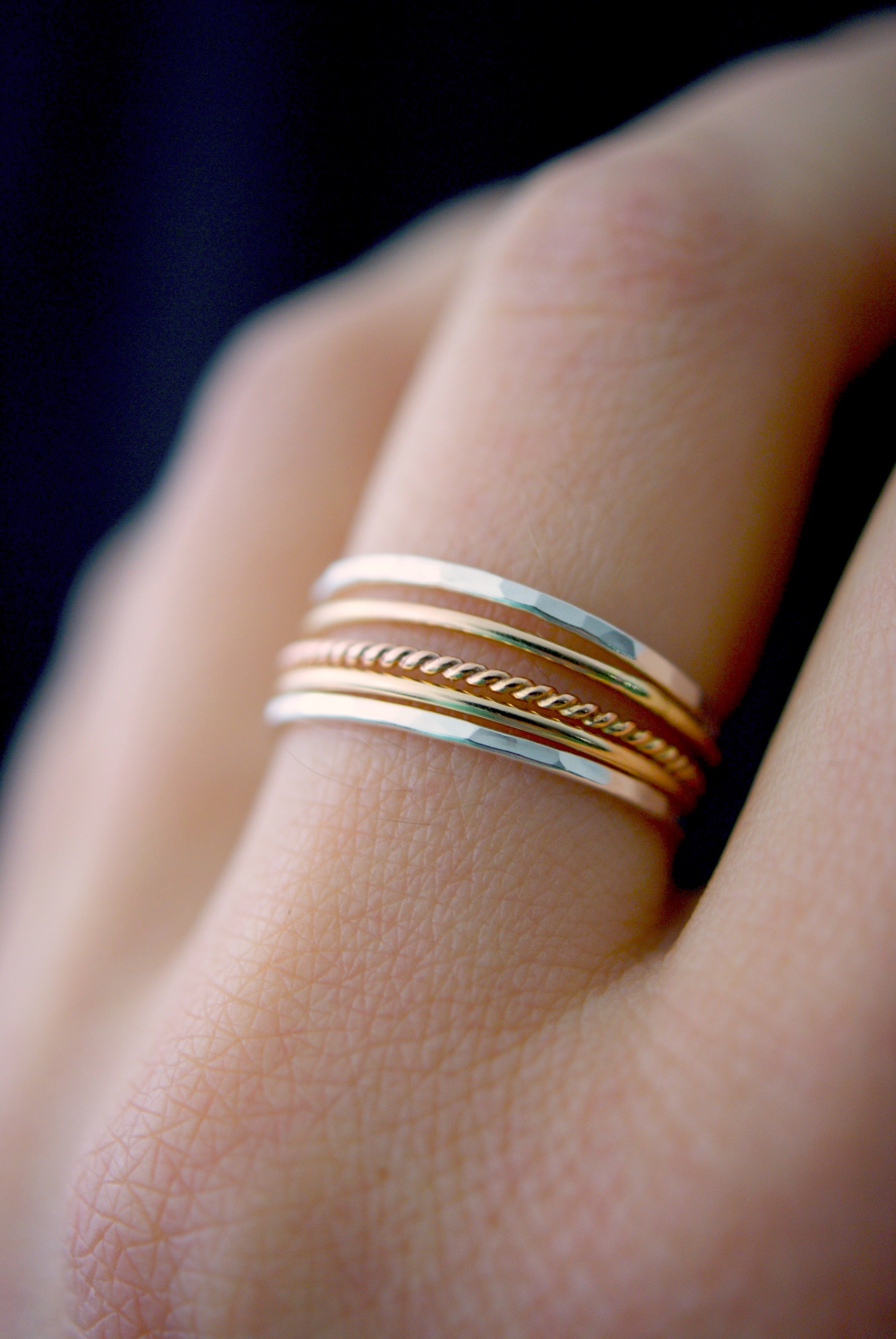 Rose gold and sale silver rings together