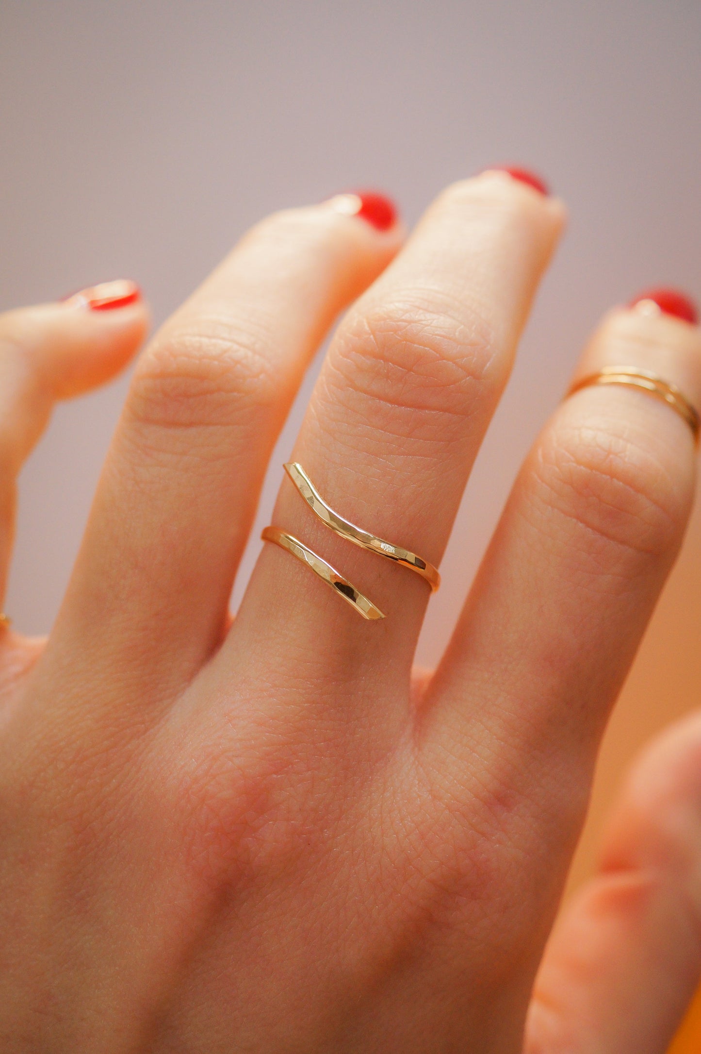 Open Curve Ring, Solid 14K Gold