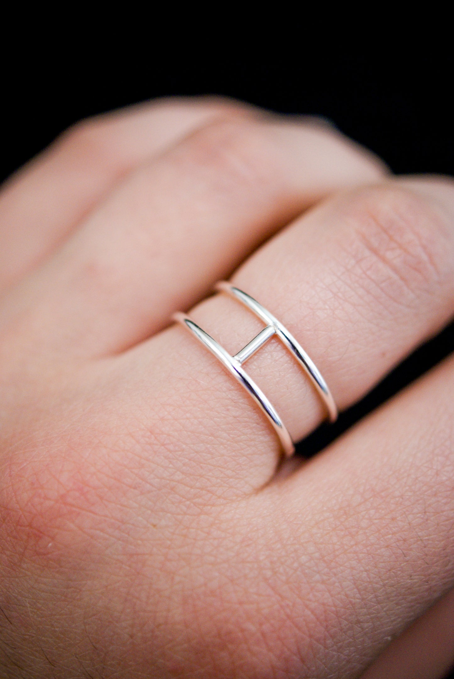 Small Cage Ring, Sterling Silver