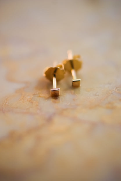Square Mirror Stud Earrings in Solid Gold or Rose Gold
