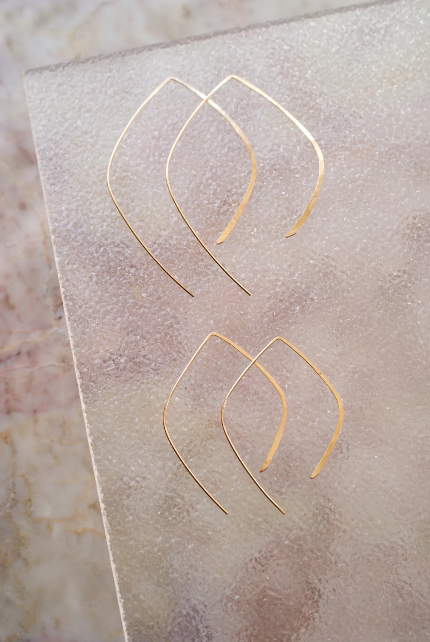 Teardrop Threader Hoop Earrings, Gold Fill, Rose Gold Fill, or Sterling Silver