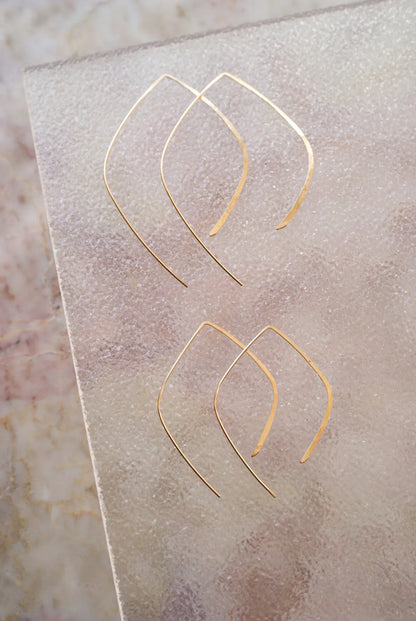 Teardrop Threader Hoop Earrings, Gold Fill, Rose Gold Fill, or Sterling Silver
