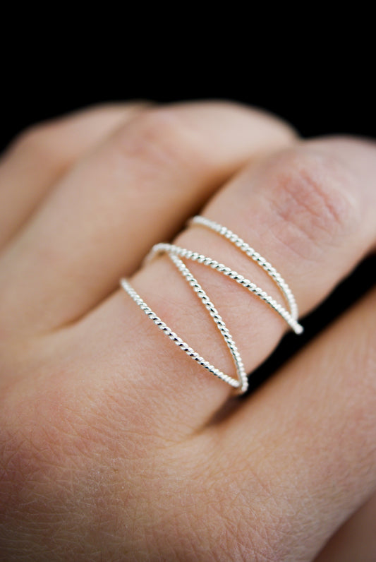 Large Twist Wraparound Ring, Sterling Silver