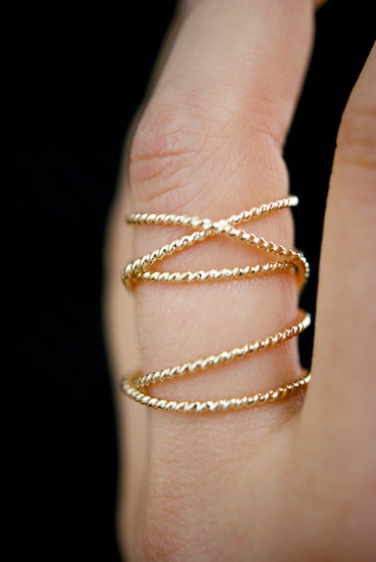 Extra Large Twist Wraparound Ring, 14K Gold Fill