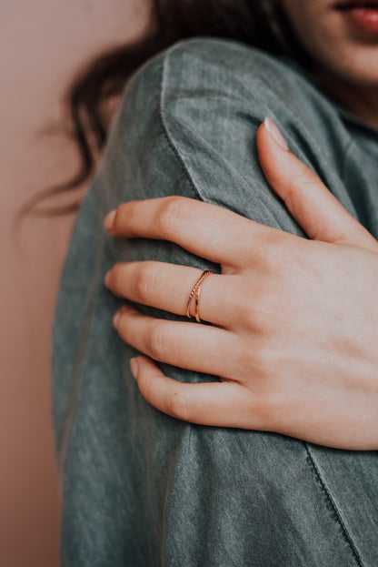 Twist Interlocking Set of 2 Rings, 14K Rose Gold Fill