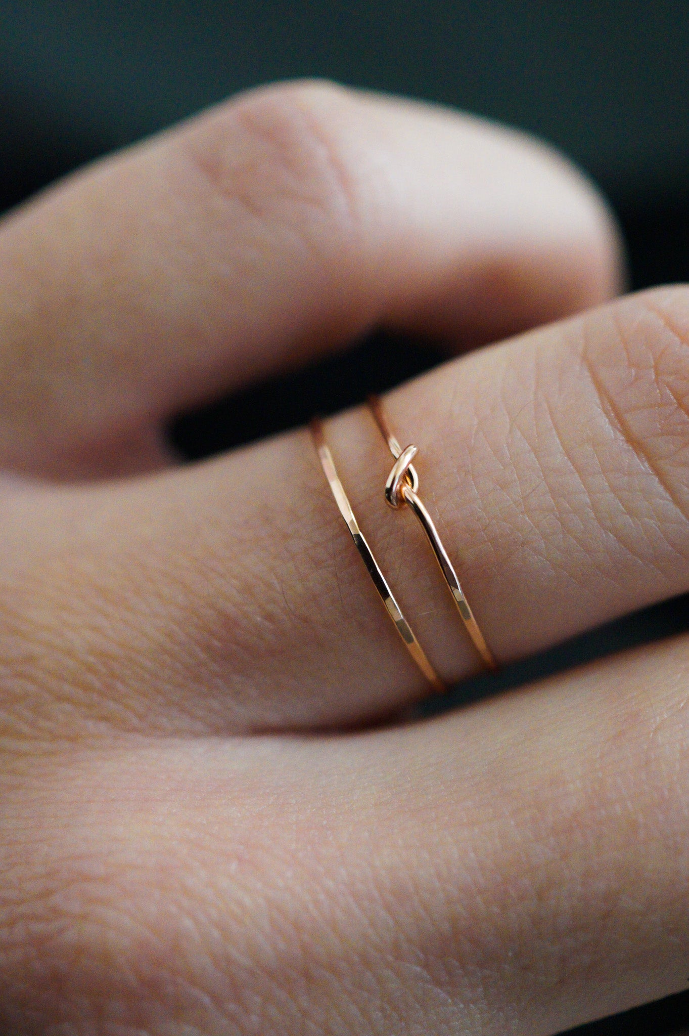 Thin Knot Set of 2 Stacking Rings, Gold Fill, Rose Gold Fill or Sterling Silver