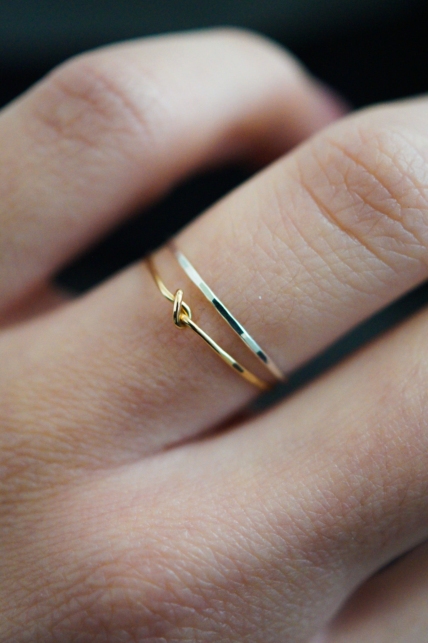 Thin Knot Set of 2 Stacking Rings, Gold Fill, Rose Gold Fill or