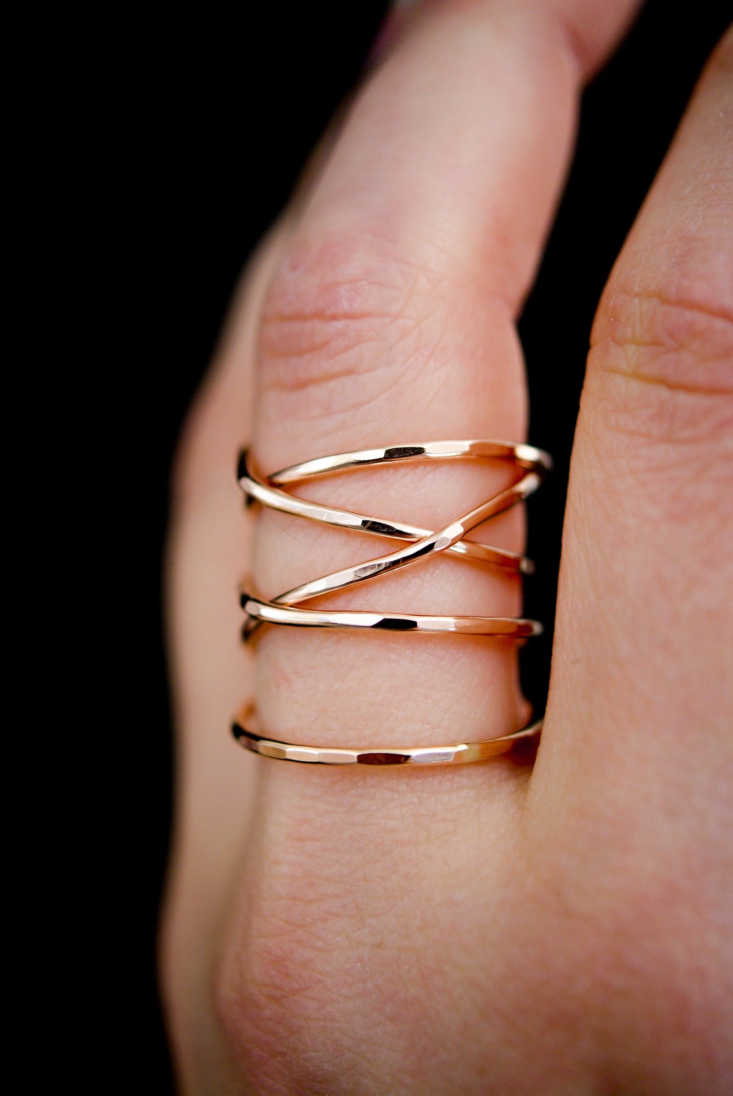 Extra Large Wraparound Ring, Solid 14K Rose Gold