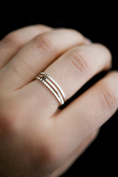 Square Lined Ring, Sterling Silver