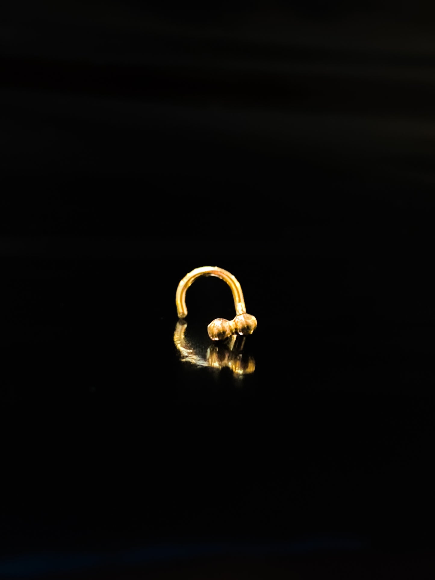 Tiny Bead Nose Stud, Solid 14K Gold