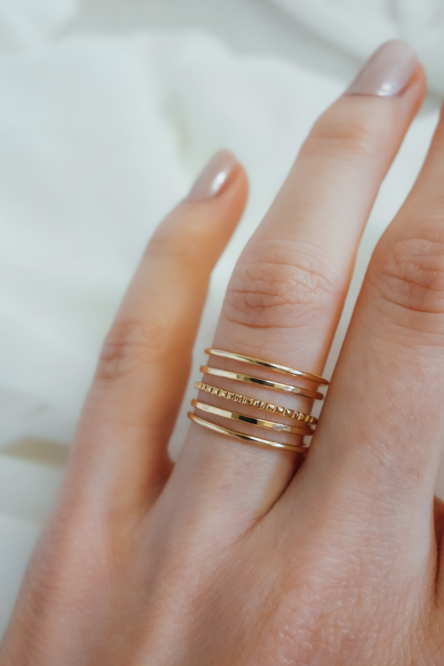Lined Ring, Solid 14K Gold