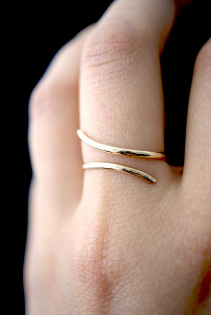 Open Curve Ring, Solid 14K Gold