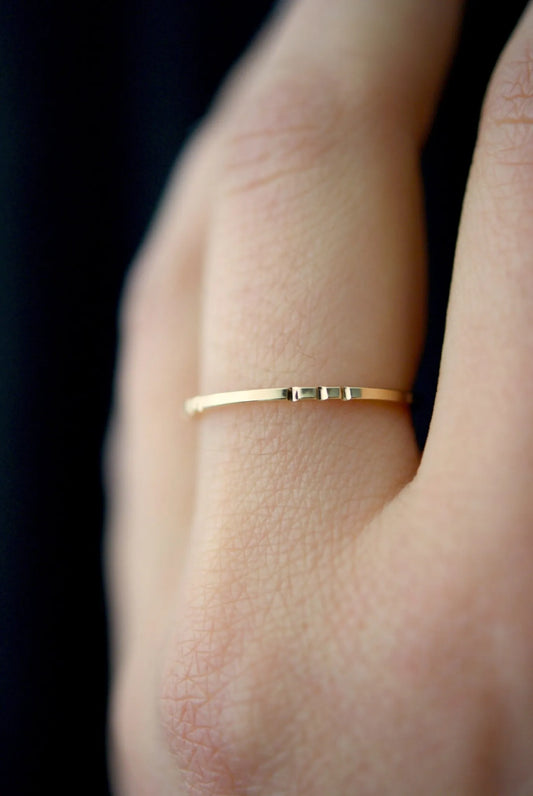 Square Lined Ring, 14K Gold Fill