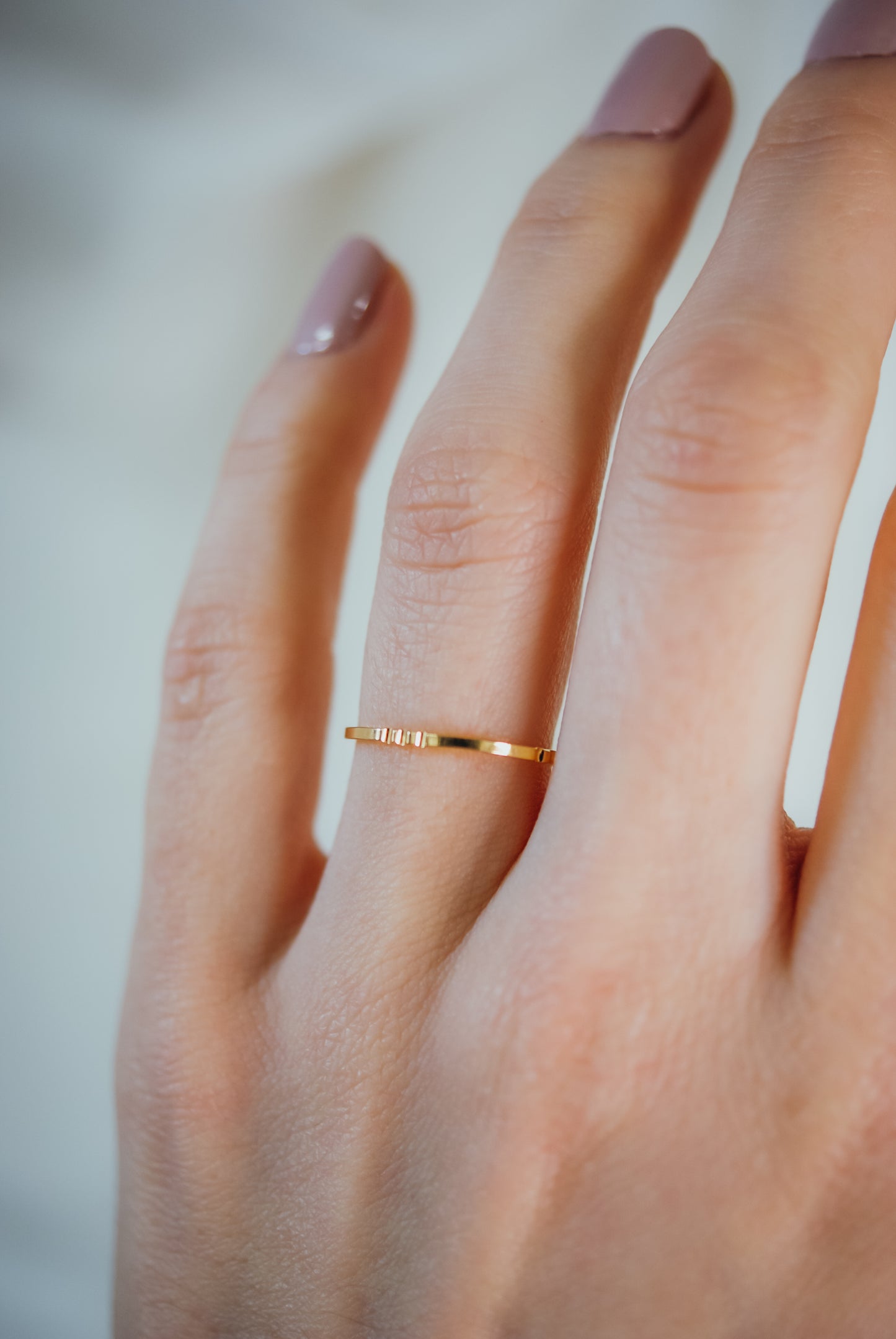Square Lined Ring, Solid 14K Gold