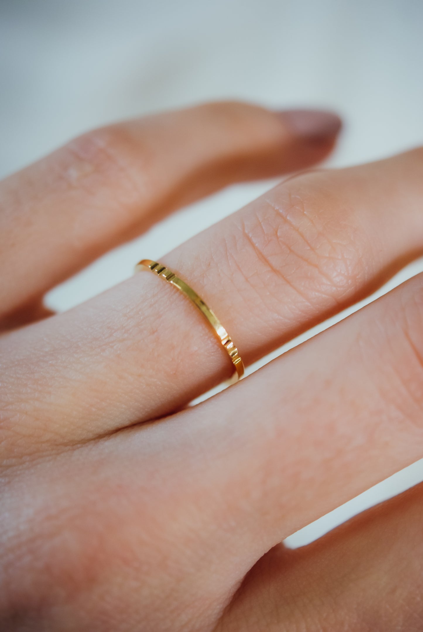 Square Lined Ring, Solid 14K Gold