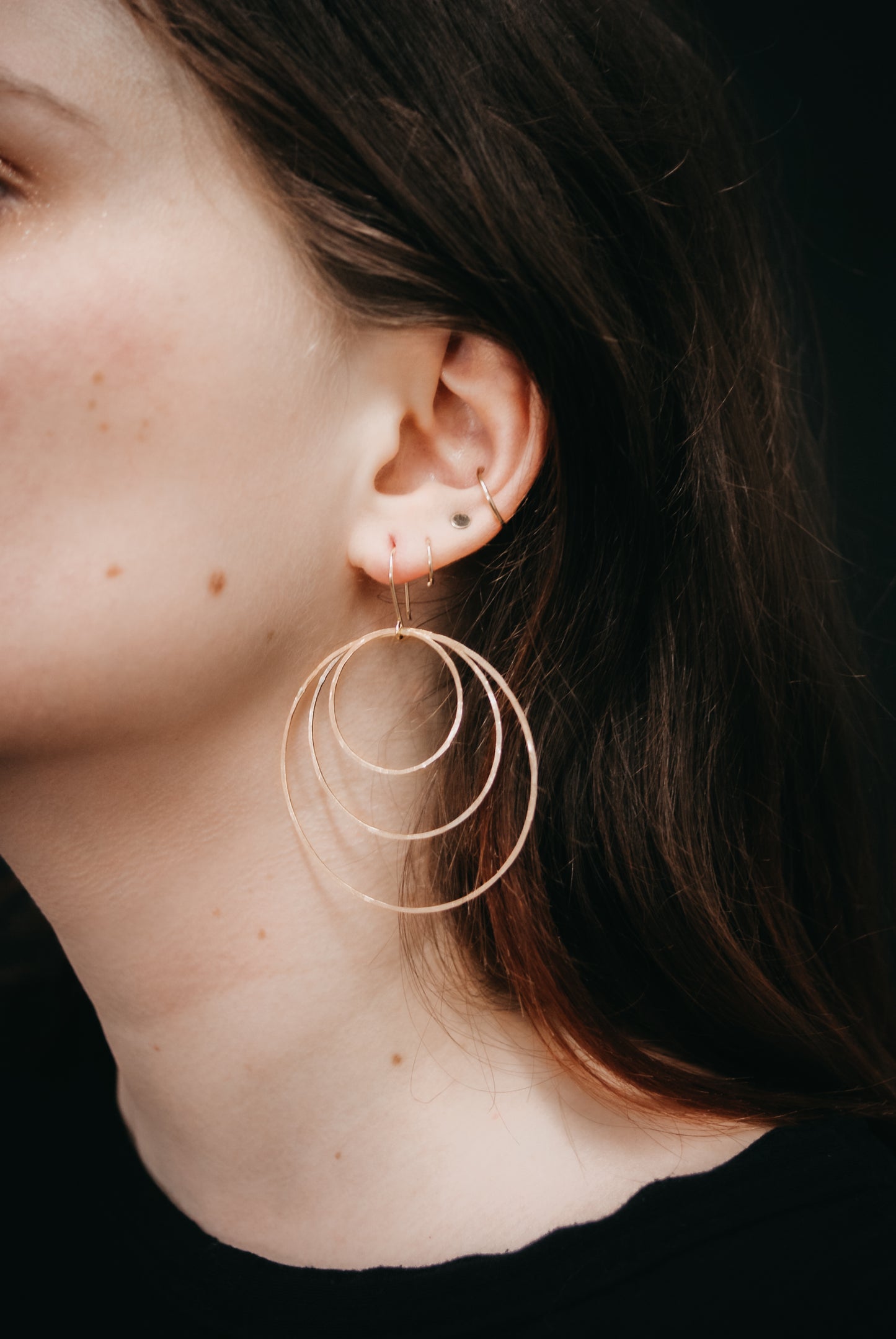 Triple Hoop Earrings, Gold Fill, Rose Gold Fill or Sterling Silver